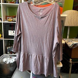 Sonoma 3X Lilac Long Sleeve T-shirt with Ruffle